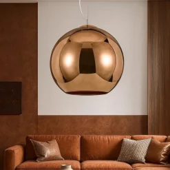 Lampadari Moderni-Ideal Lux Nemo sp1 d40 lampadario boccia di vetro rame specchiato