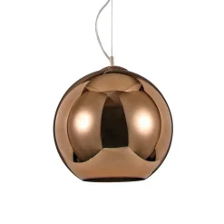 Lampadari Moderni-Ideal Lux Nemo sp1 d40 lampadario boccia di vetro rame specchiato