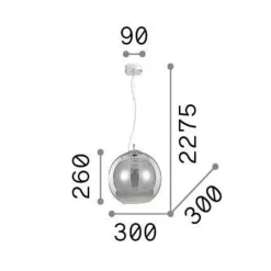Lampade A Sospensione-Ideal Lux Nemo sp1 d30 lampada a sospensione per cucina boccia sfera 30cm vetro sfumato