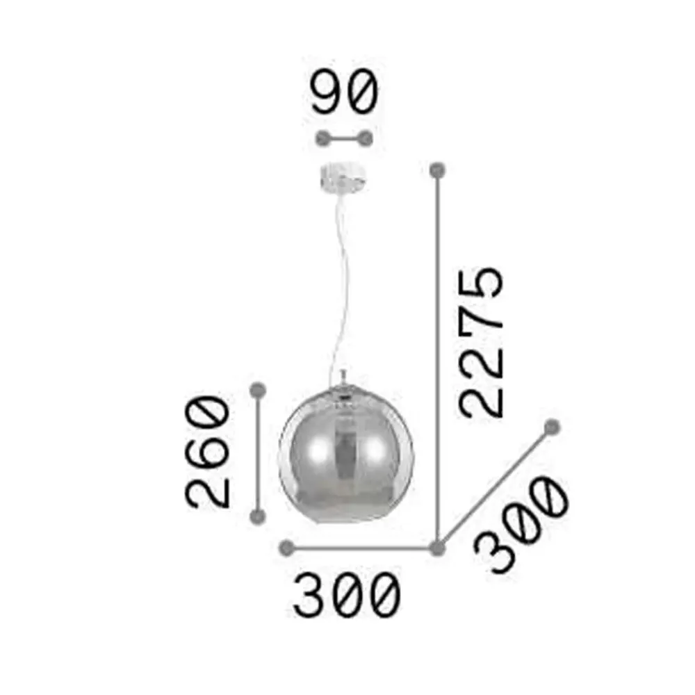Lampade A Sospensione-Ideal Lux Nemo sp1 d30 lampada a sospensione per cucina boccia sfera 30cm vetro sfumato