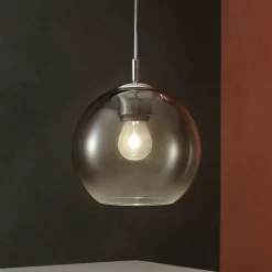 Lampade A Sospensione-Ideal Lux Nemo sp1 d20 lampada a sospensione per isola cucina sfera vetro cromo sfumato