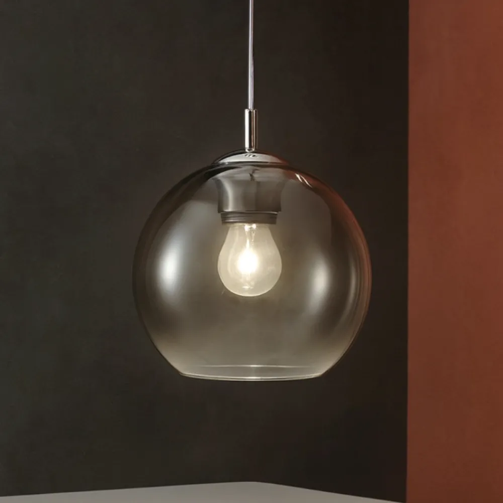 Lampade A Sospensione-Ideal Lux Nemo sp1 d20 lampada a sospensione per isola cucina sfera vetro cromo sfumato