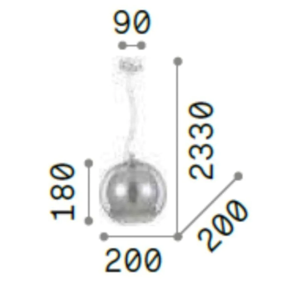 Lampade A Sospensione-Ideal Lux Nemo sp1 d20 lampada a sospensione per isola cucina sfera vetro cromo sfumato