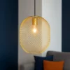 Lampade A Sospensione-Ideal Lux Net sp1 d24 lampada sospensione rete oro