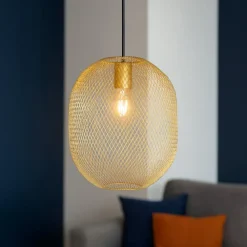 Lampade A Sospensione-Ideal Lux Net sp1 d24 lampada sospensione rete oro
