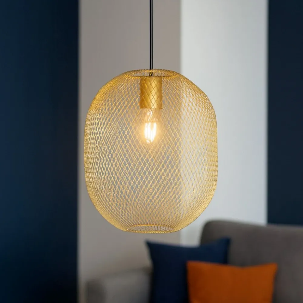 Lampade A Sospensione-Ideal Lux Net sp1 d24 lampada sospensione rete oro