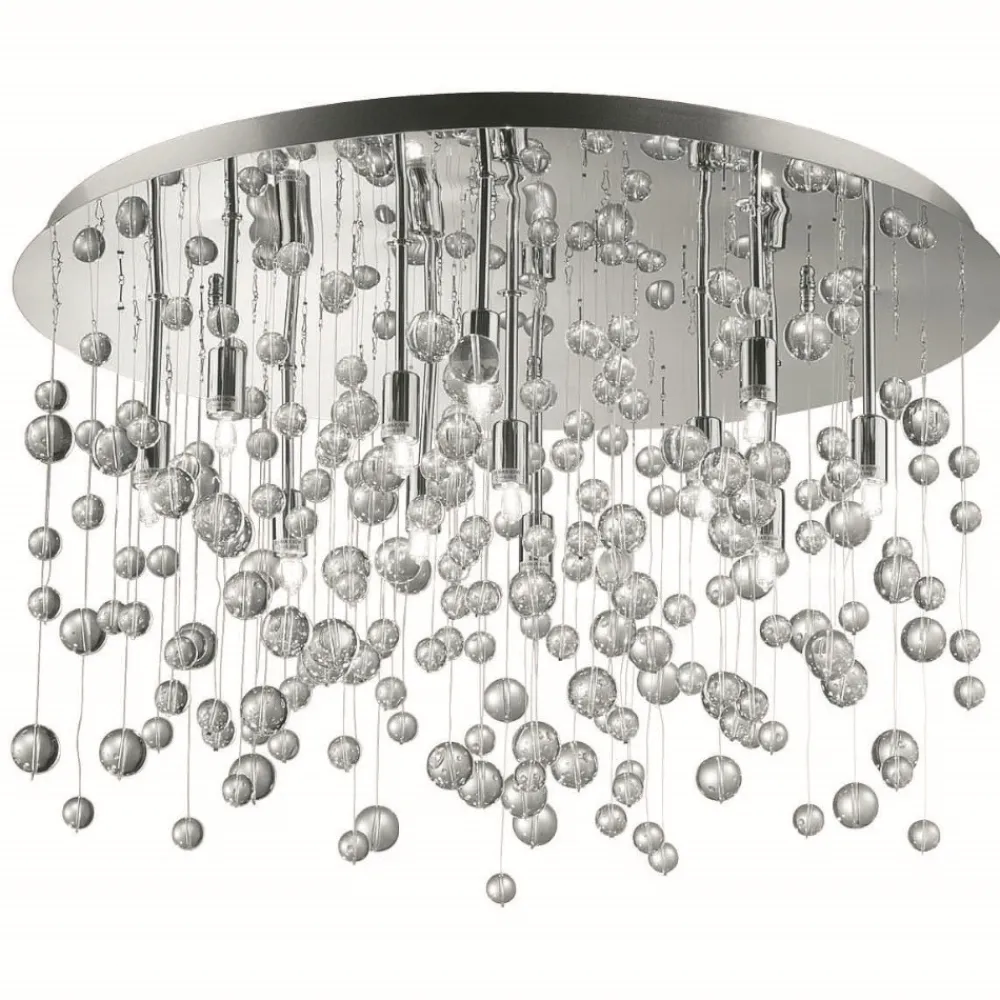 Plafoniere Moderne-Ideal Lux Neve pl12 cromo plafoniera sfere vetro trasparente