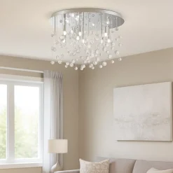 Plafoniere Moderne-Ideal Lux Neve pl12 cromo plafoniera sfere vetro trasparente