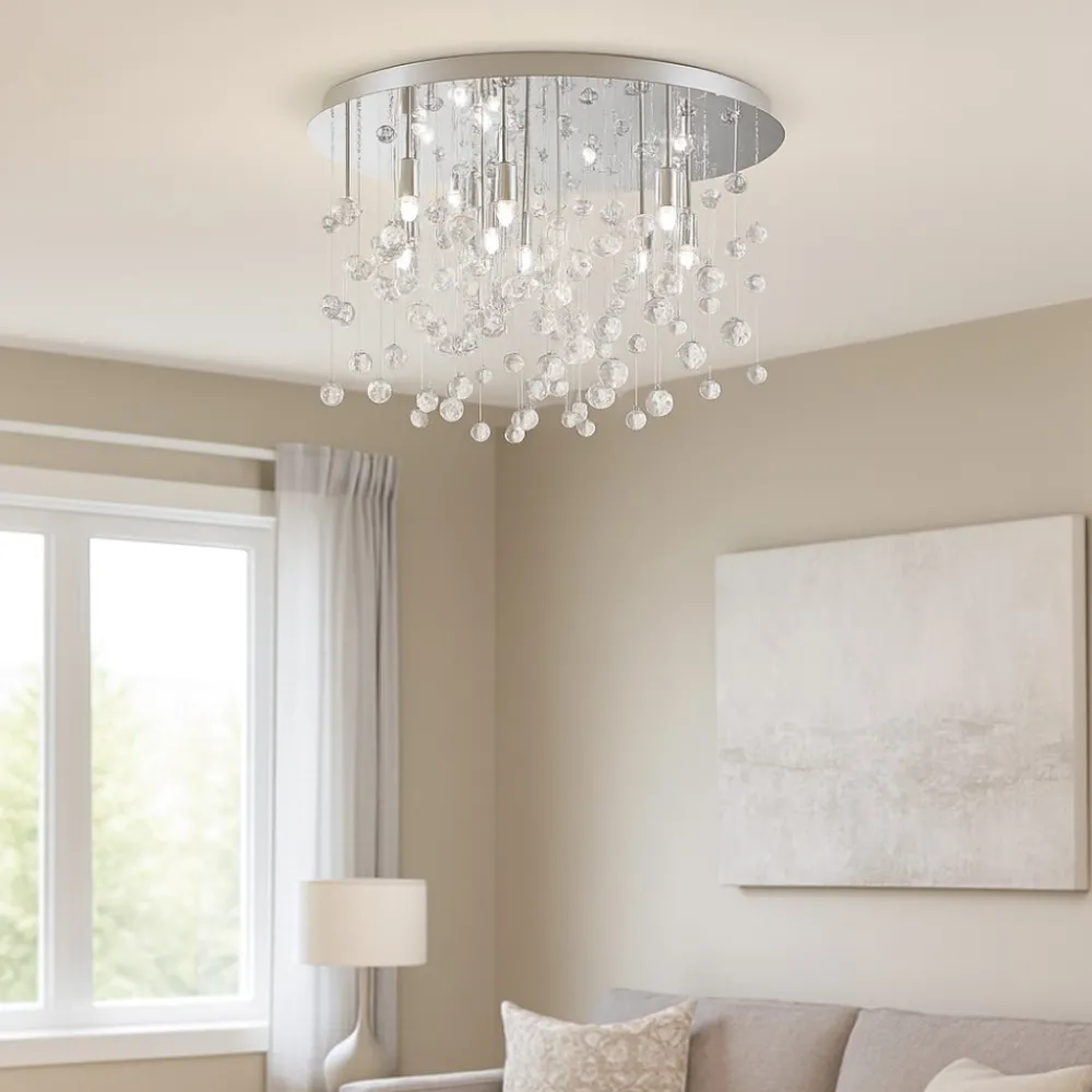 Plafoniere Moderne-Ideal Lux Neve pl12 cromo plafoniera sfere vetro trasparente