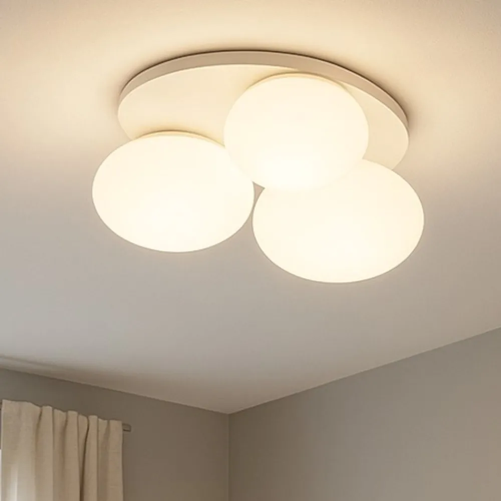 Plafoniere Moderne-Ideal Lux Ninfea pl3 plafoniera bianca sfere vetro