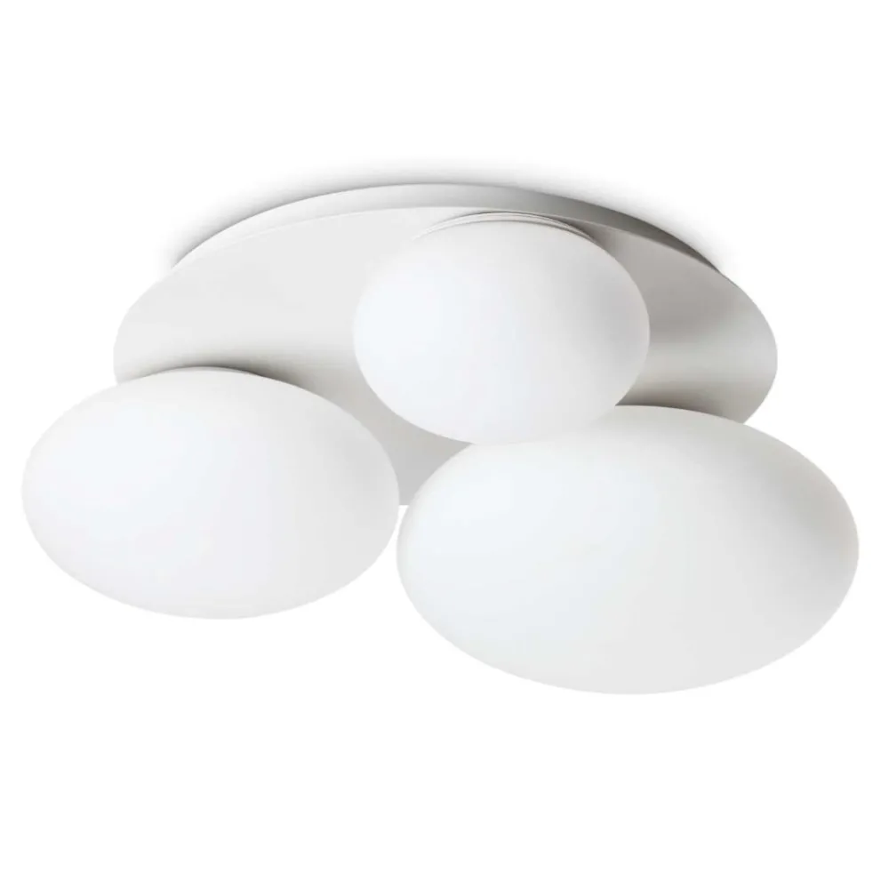 Plafoniere Moderne-Ideal Lux Ninfea pl3 plafoniera bianca sfere vetro