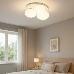 Plafoniere Moderne-Ideal Lux Ninfea pl3 plafoniera bianca sfere vetro