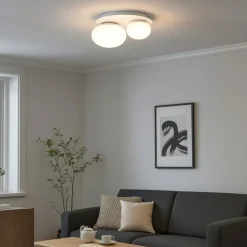 Plafoniere Moderne-Ideal Lux Ninfea pl2 plafoniera due luci ninfea pl2 bianca per soggiorno
