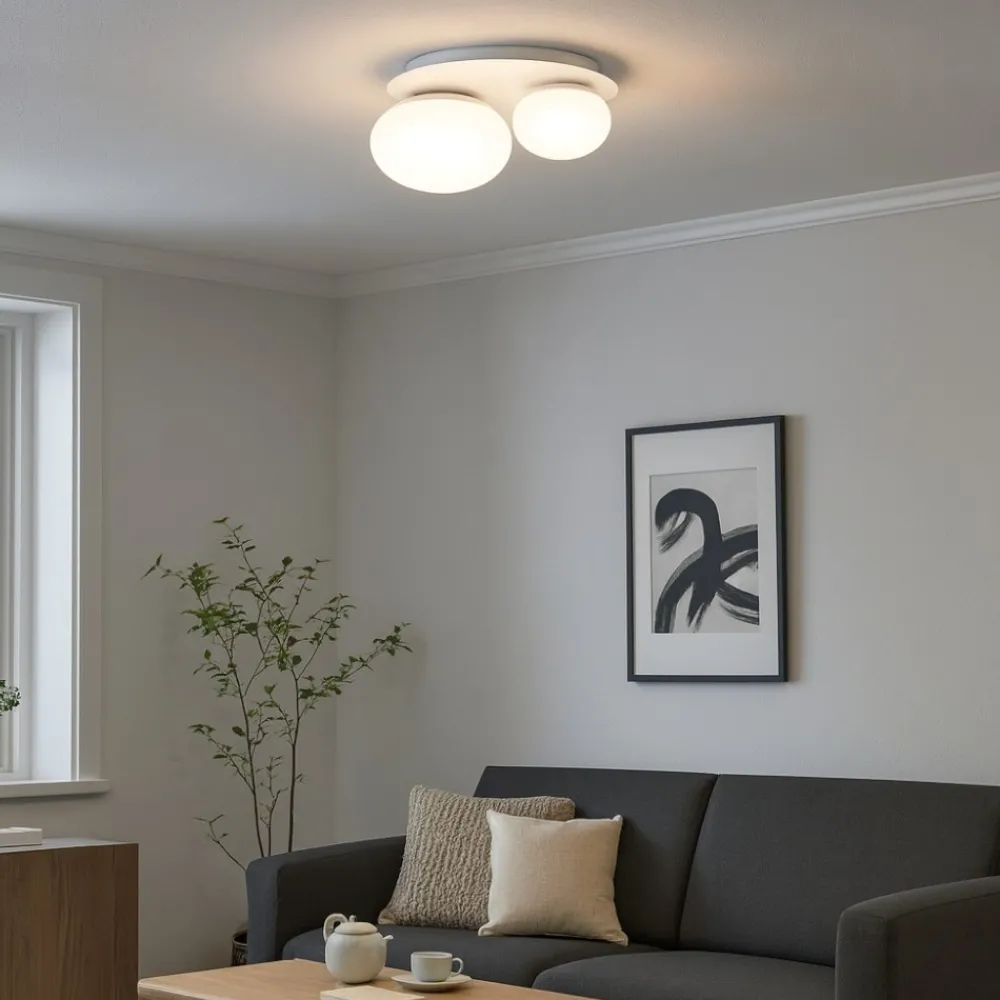 Plafoniere Moderne-Ideal Lux Ninfea pl2 plafoniera due luci ninfea pl2 bianca per soggiorno