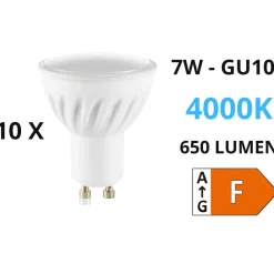 Lampadine Led-Ideal Lux N10 lampadine gu10 led 7w 4000k 650lm 108 cri90 ideallux