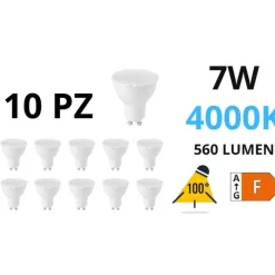 Lampadine Led-Gea Luce N10 lampadine gu10 led 7w 4000k 560lm ottica 100