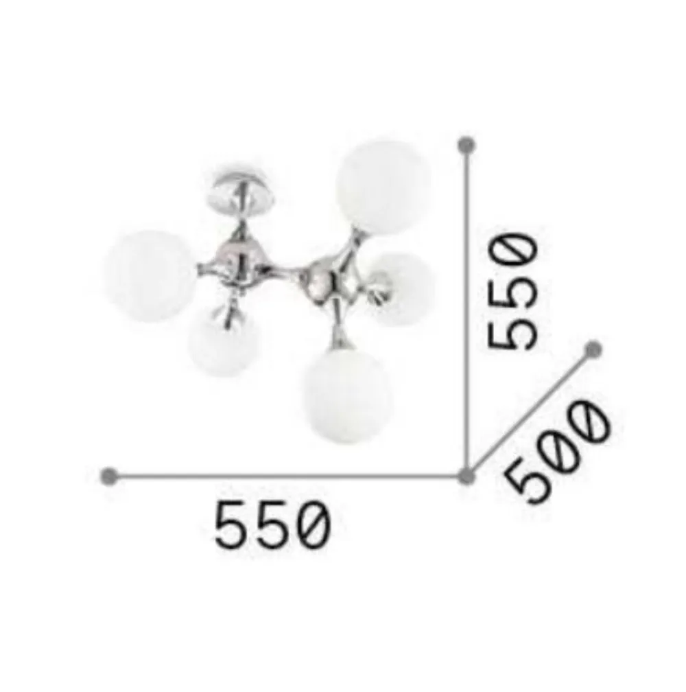 Plafoniere Moderne-Ideal Lux Nodi pl5 plafoniera moderna 5 luci design struttura dna cromo sfere bianche