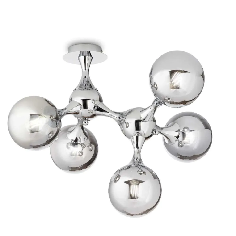 Plafoniere Moderne-Ideal Lux Nodi pl5 plafoniera per camera da letto 5 sfere cromo