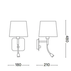 Applique Camera Da Letto-Ideal Lux Nordik ap2 applique nera per camera da letto
