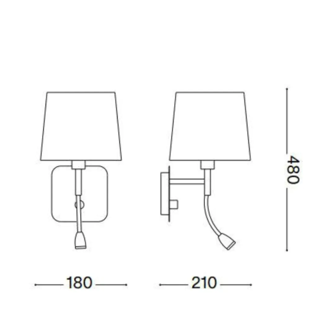 Applique Camera Da Letto-Ideal Lux Nordik ap2 applique nera per camera da letto