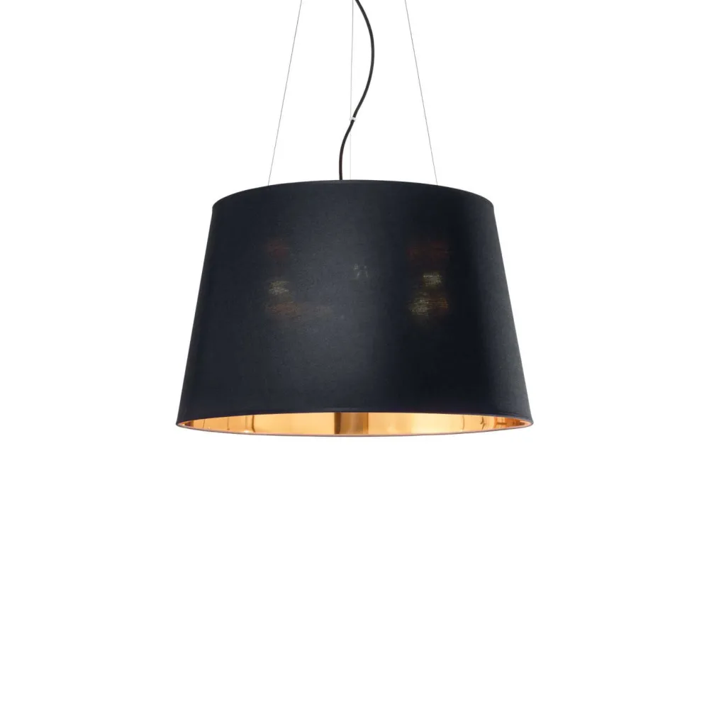Lampadario Camera Da Letto-Ideal Lux Nordik sp4 lampadario stanza da letto paralume tessuto nero e oro