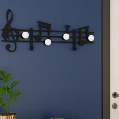 Appendiabiti Da Parete-Selezionato da Mazzolaluce Note musicali appendiabiti nero da parete moderno