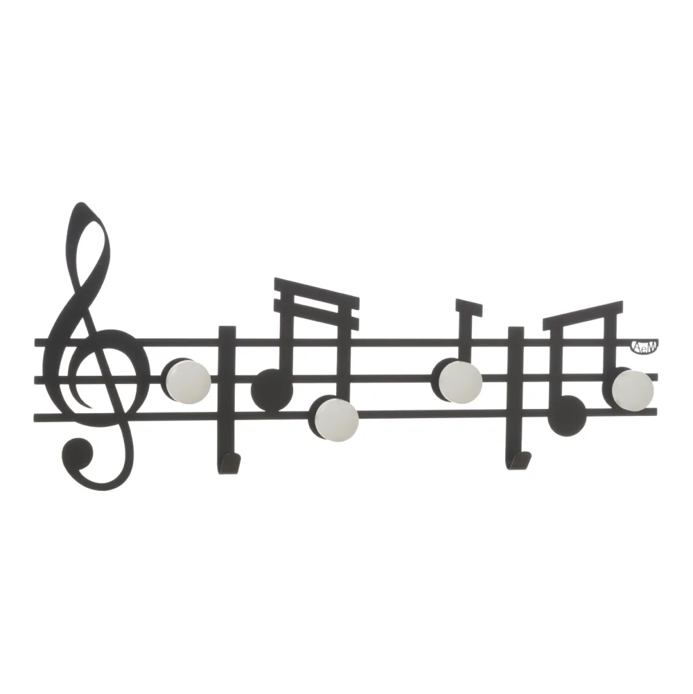 Appendiabiti Da Parete-Selezionato da Mazzolaluce Note musicali appendiabiti nero da parete moderno