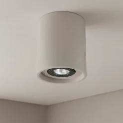 Faretti Da Soffitto-Ideal Lux Oak pl1 round faretto cilindrico grigio cemento