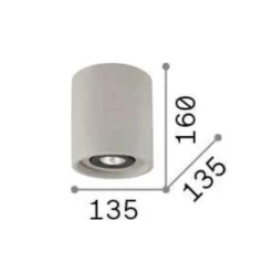 Faretti Da Soffitto-Ideal Lux Oak pl1 round faretto cilindrico grigio cemento