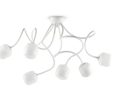 Plafoniere Moderne-Ideal Lux Octopus pl6 plafoniera bianca 6 bracci flessibili