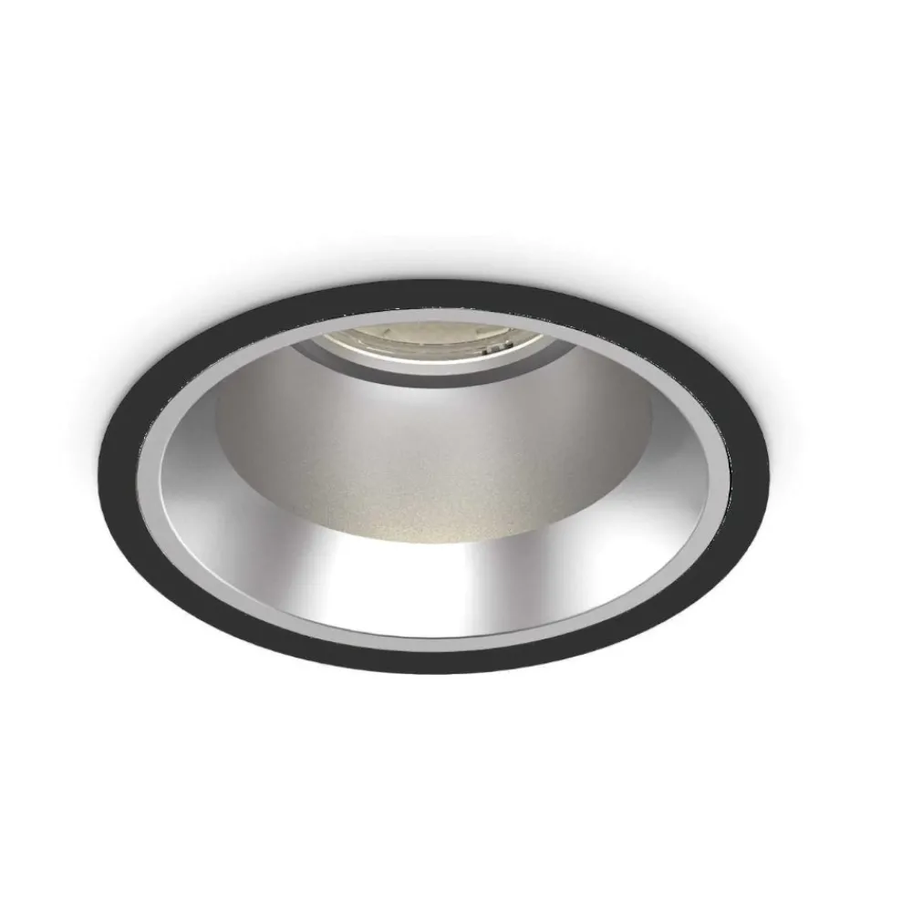 Faretti Da Incasso-Ideal Lux Off fi led 28w 3000k faretto incasso nero rotondo 220/240v da interni
