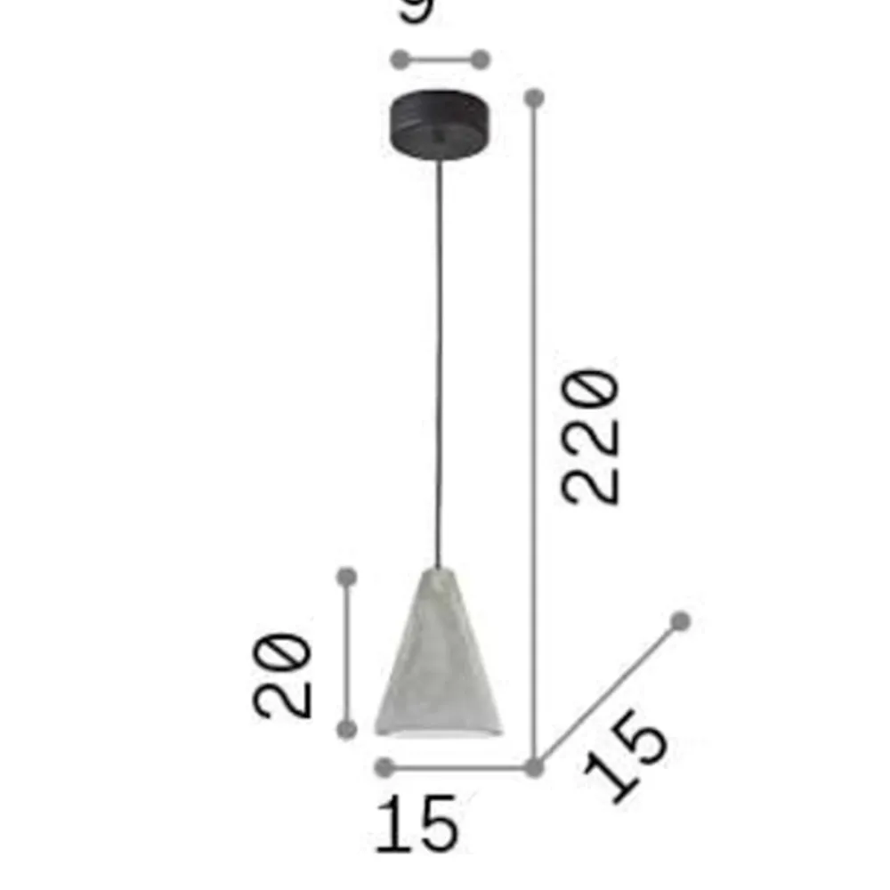 Lampade A Sospensione-Ideal Lux Oil2 sp1 lampada a sospensione cono cemento industriale