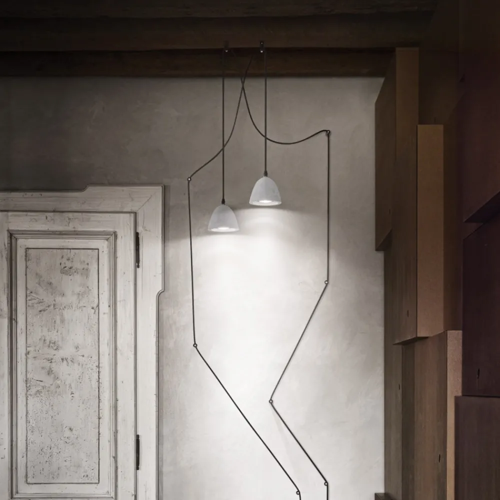 Lampade A Sospensione-Ideal Lux Oil-4 sp1 lampada a sospensione cemento decentramento cavo 12mt