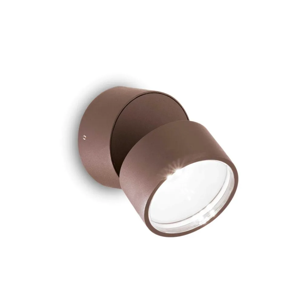 Faretti Da Esterno-Ideal Lux Omega ap round 4000k applique rotondo da esterno coffee 7w