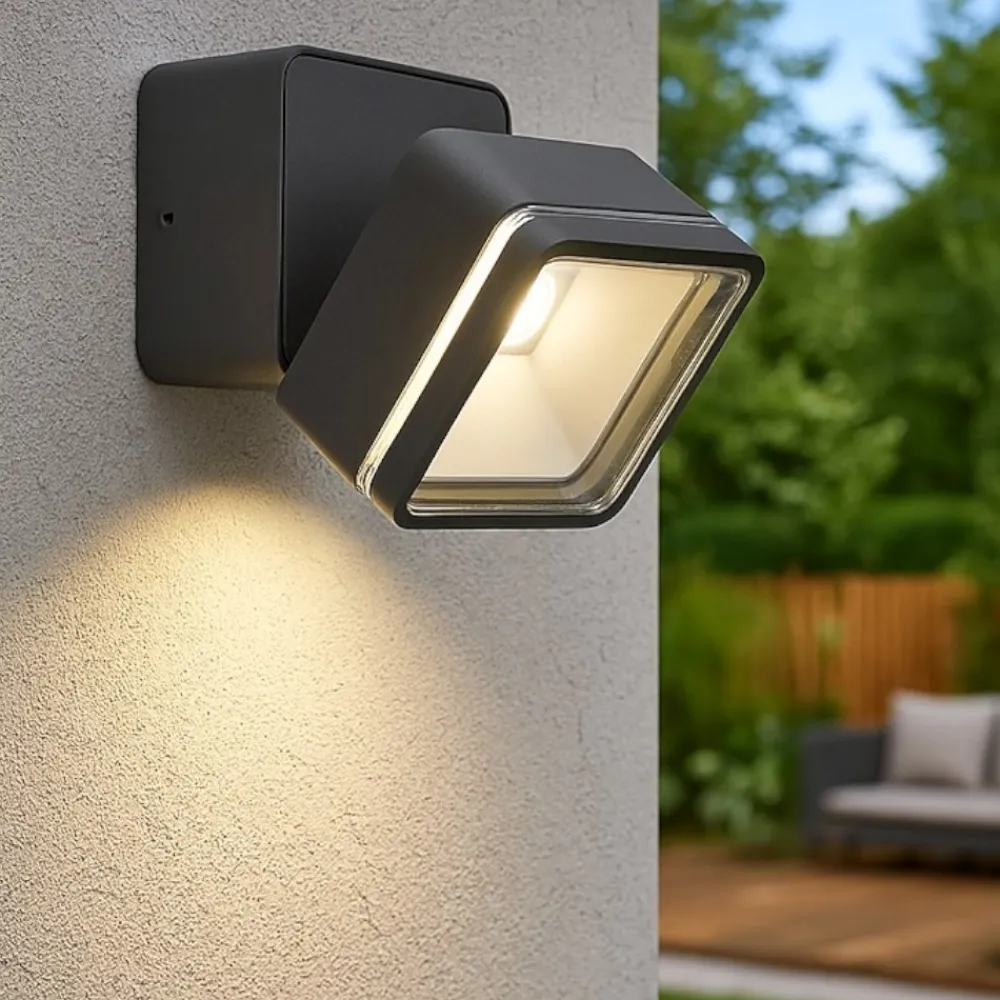 Applique Da Esterno-Ideal Lux Omega ap square applique da esterno antracite led 7w 4000k