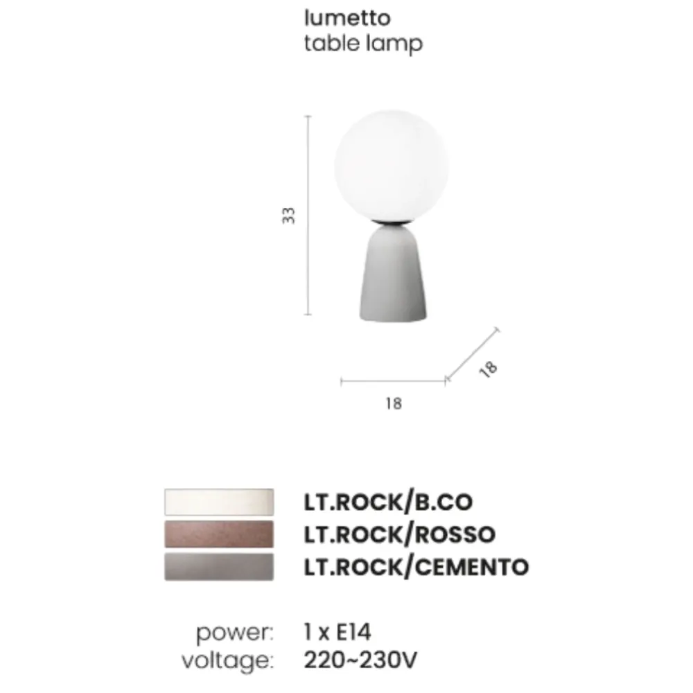Abat Jour-Ondaluce abat-jour rock lampada da comodino moderna cemento vetro bianco