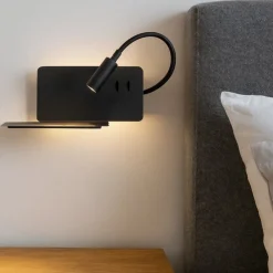 Applique Camera Da Letto-Ondaluce ap flat applique da comodino presa usa led orientabile nero destra