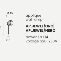 Applique Da Parete-Ondaluce ap jewel applique moderna oro vetro sfera bianco