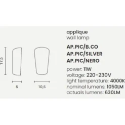 Applique Da Esterno-Ondaluce ap pic applique da esterno cono grigio ip65 led