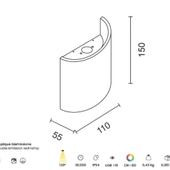Applique Da Esterno-Ondaluce applique da esterno nevio antracite led biemissione 6w 3000k