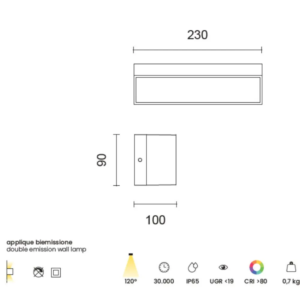Applique Da Esterno-Ondaluce applique da esterno falco bianca rettangolare led 12w 3000k