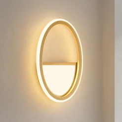 Applique Da Parete-Ondaluce ap rice applique led oro design cerchio moderna