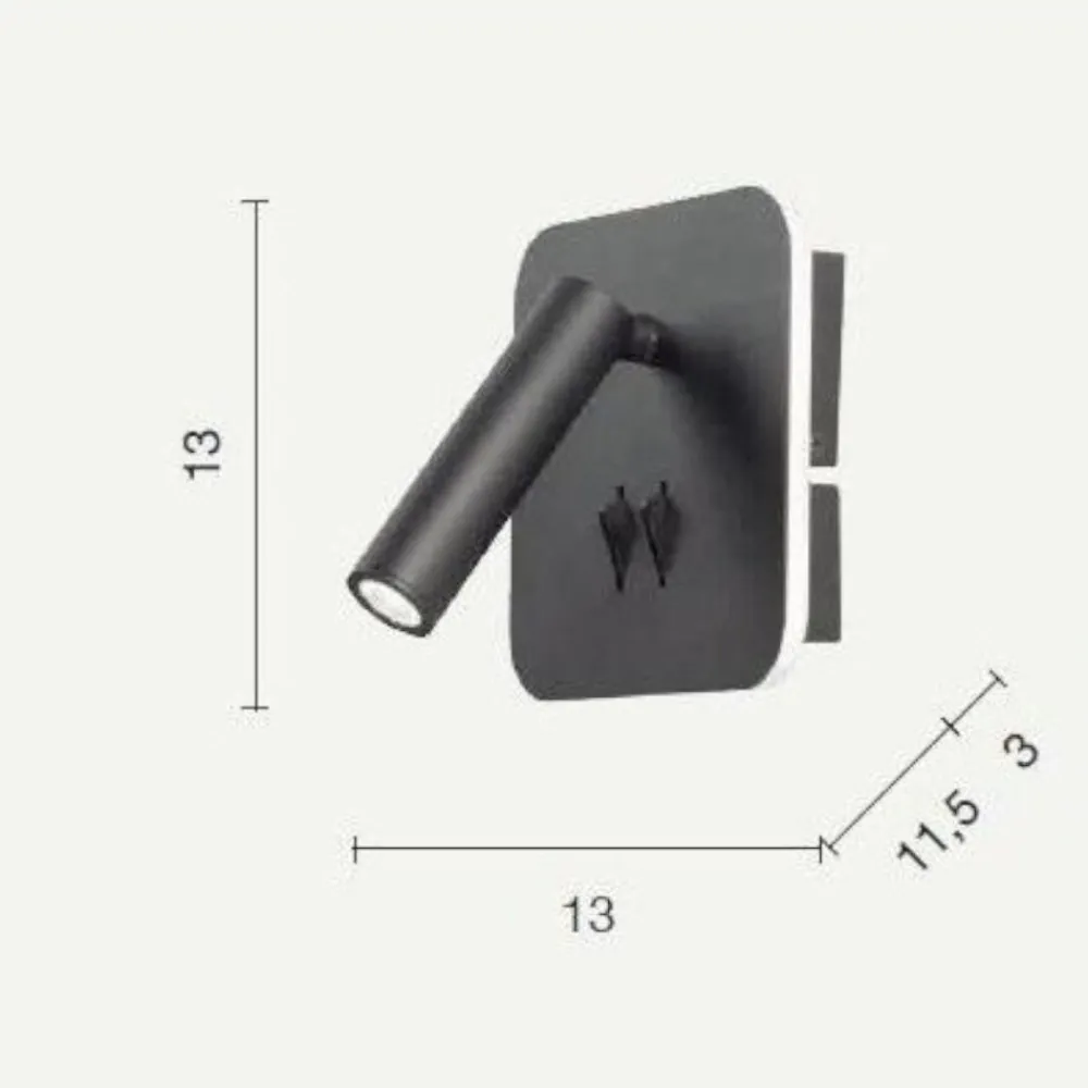 Applique Camera Da Letto-Ondaluce ap sella applique per comodino camera da letto nera led 3000k