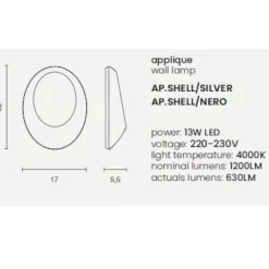 Applique Da Esterno-Ondaluce ap shell applique da esterno nera led