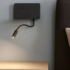 Applique Camera Da Letto-Ondaluce ap stan applique comodino camera da letto presa usb orientabile nera
