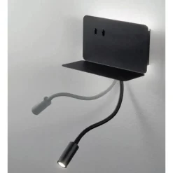 Applique Camera Da Letto-Ondaluce ap stan applique comodino camera da letto presa usb orientabile nera