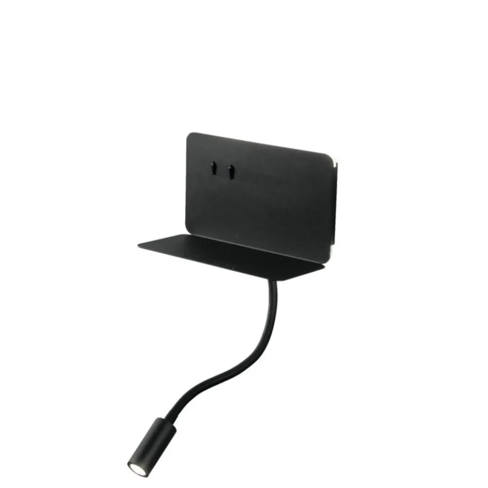 Applique Camera Da Letto-Ondaluce ap stan applique comodino camera da letto presa usb orientabile nera