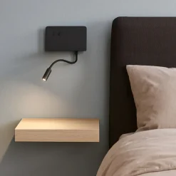 Applique Camera Da Letto-Ondaluce ap stan applique comodino camera da letto presa usb orientabile nera