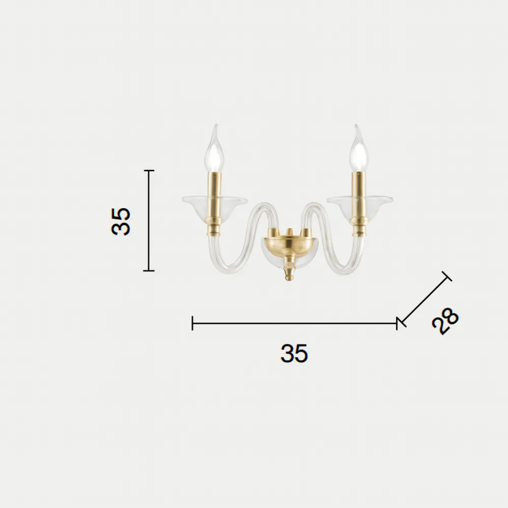 Applique Camera Da Letto-Ondaluce ap tebe 2 oro applique per camera da letto vetro due luci