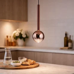 Lampade A Sospensione-Ondaluce aura lampada a sospensione vetro marrone led 4w 3000k per cucina